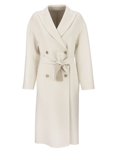Brunello Cucinelli Reversible Cashmere Coat In Cream/beige