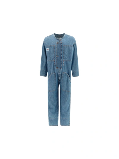 Diesel Long-sleeve Denim Dungaree In Blue