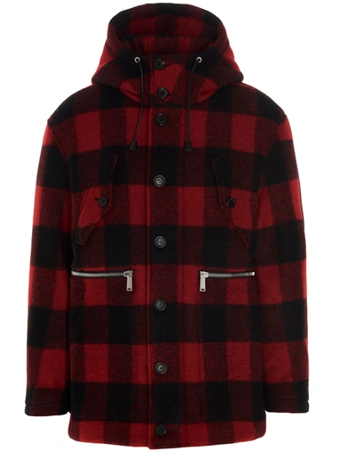 Dsquared2 Checked Single-breasted Coat In Black