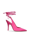 Attico Pink Satin Venus Slingback Heels In Fuchsia