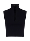 Prada Black Wool And Viscose Turtleneck Crop Top In Nero
