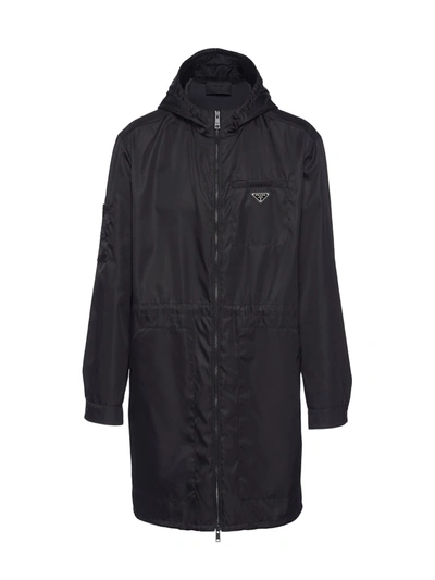 Prada Men's Gabardine Re Nylon Raincoat In Nero