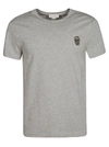 Alexander Mcqueen Sequin Embellished Skull Patch Cotton T-shirt In Grigio