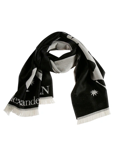 Alexander Mcqueen Mystical Oversize Skull Scarf In Nero