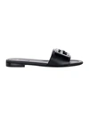 Fendi Baguette Leather Flat Sandals In Black