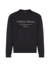 Giorgio Armani Logo-print Cotton-blend Sweatshirt In Blu Zaffiro