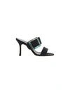 Manolo Blahnik Logo High-heeled Sandals In Blck