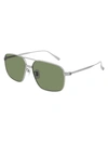 Dunhill Men's Lightweight Titanium Rectangle Sunglasses In Silver Silver Green