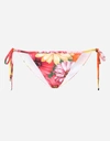 DOLCE & GABBANA STRING BIKINI BOTTOMS WITH GERBERA-DAISY PRINT