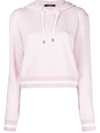 BALMAIN MONOGRAM JACQUARD CROPPED HOODIE