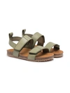 Pèpè Double Touch Strap Sandals In Green