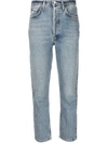 Agolde Lana Crop Mid Rise Vintage Straight Jeans In Blau