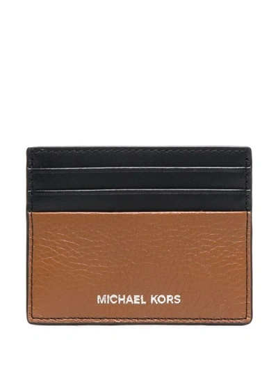 Michael Kors Cooper Pebbled Leather Tall Card Case In Brown