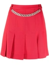 Giuseppe Di Morabito Pleated Wool Flannel Mini Skirt W/chain In Red