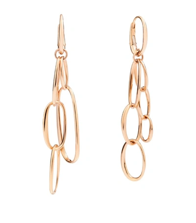 Pomellato 18k Rose Gold Asymmetrical Chain Link Drop Earrings