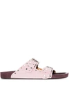 Isabel Marant Lennyon Studded Flat Sandals In Pink