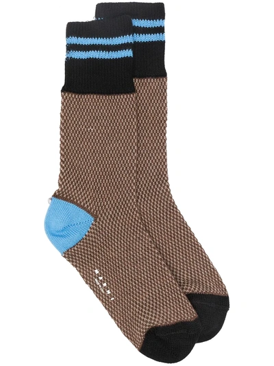 Marni Striped Mélange Socks In Brown