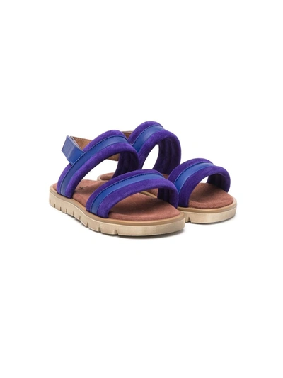 Pèpè Kids' Iris Double-strap Leather Sandals In Blue