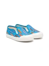 Pèpè Dinosaur Print Slip-on Sneakers In Blue