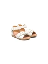 Pèpè Floral Appliqué Leather Sandals In Neutrals