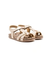 Pèpè Golden Leopard-print Sandals In Gold