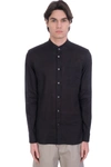 MAURO GRIFONI SHIRT IN BLACK LINEN,GI120013-8003