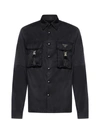 Prada Pockets-detail Re-nylon Shirt In Nero