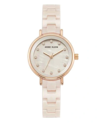 Anne Klein Light Pink Mother Of Pearl Dial Ladies Watch 3312lprg In Gold Tone,mother Of Pearl,pink,rose Gold Tone