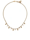 Alexander Mcqueen Skull Faux Pearl-embellished Necklace In Golden