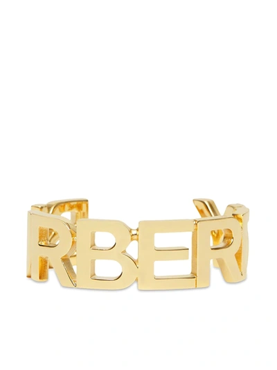 Burberry Logo-lettering Cuff Bracelet In Gold