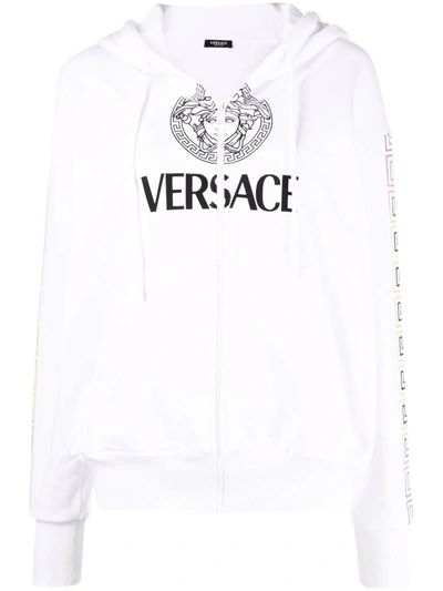 Versace Logo Sweatshirt With Hoodie In White