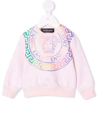 Versace Babies' Medusa Logo-print Crewneck Sweatshirt In Pink