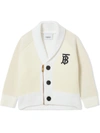 Burberry Embroidered-monogram V-neck Cardigan In White