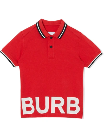 Burberry Kids' Logo-print Piqué Polo Shirt In Red