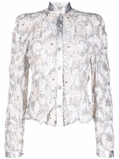 Pre-owned A.n.g.e.l.o. Vintage Cult 1980s Floral Lace Jacket In White