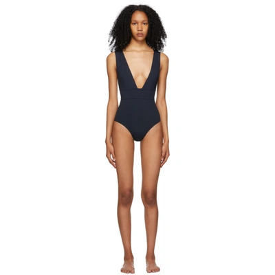 Eres Pigment Low-neck Broad Straps One-piece Swimsuit In Black