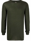 Rick Owens Green Cashmere Biker Crewneck Sweater In Green