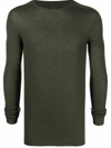 Rick Owens Green Cashmere Biker Crewneck Sweater In Green