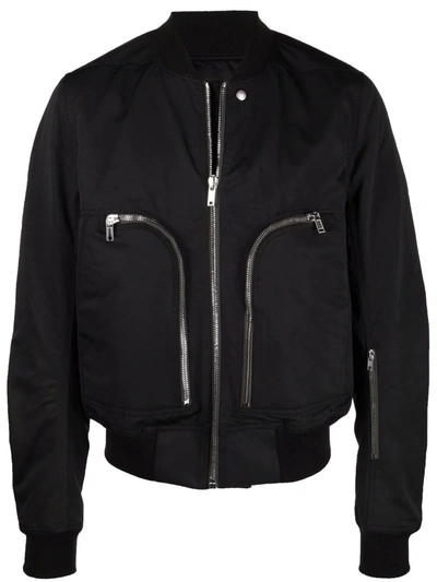 Rick Owens Zipped Cotton Serge-twill Bomber Jacket In Black