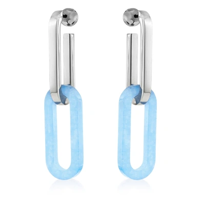 Burberry Geometric Chain Drop Earrings In Two Tone  / Blue