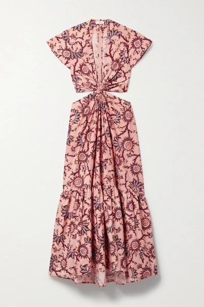 A.l.c Alexandria Cutout Printed Cotton-poplin Maxi Dress In Pink