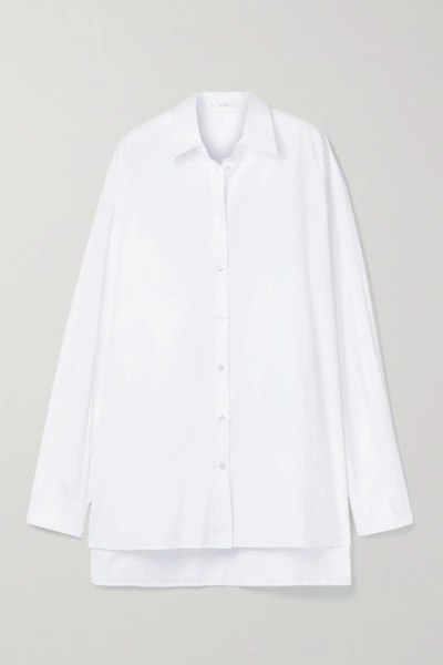 The Row Luka Oversized Cotton-poplin Shirt In Optic White