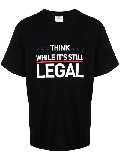 Vetements Slogan-print Cotton T-shirt In Black