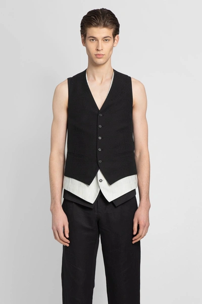 Ann Demeulemeester Layered Cotton-twill Waistcoat In Black