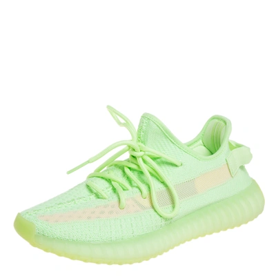 Pre-owned Yeezy X Adidas Green Knit Fabric Boost 350 V2 Glow Low Top Sneakers Size 43 1/3