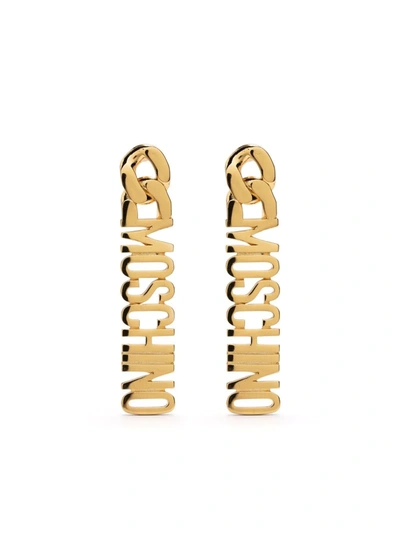Moschino Logo-lettering Pendant Earring In Gold