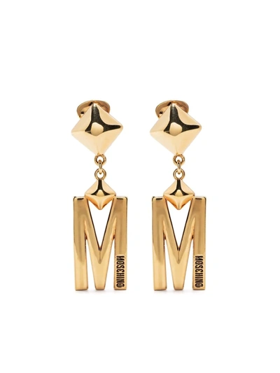 Moschino M-plaque Clip-on Earring In Gold