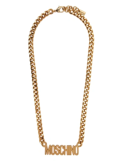 Moschino Logo-lettering Chain Necklace In Gold