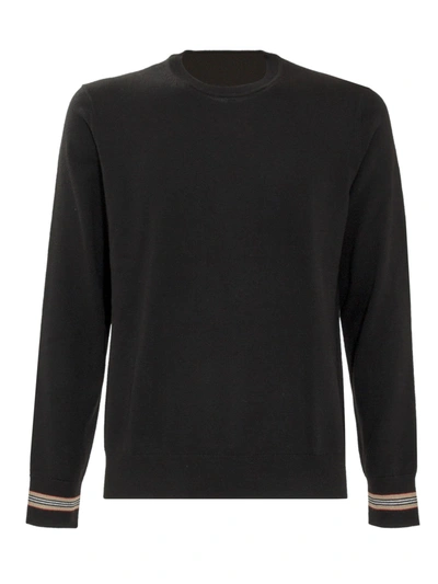 Burberry Icon Stripe Trim Knit Sweater In Black