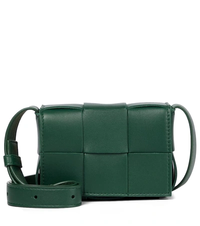 Bottega Veneta Cassette Mini Leather Crossbody Bag In Raintree